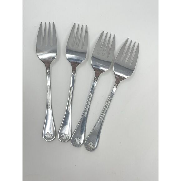 Reed & Barton BAYVIEW Stainless Select Shell Glossy Salad Fork 6.75” Set Of 4 - Picture 4 of 10